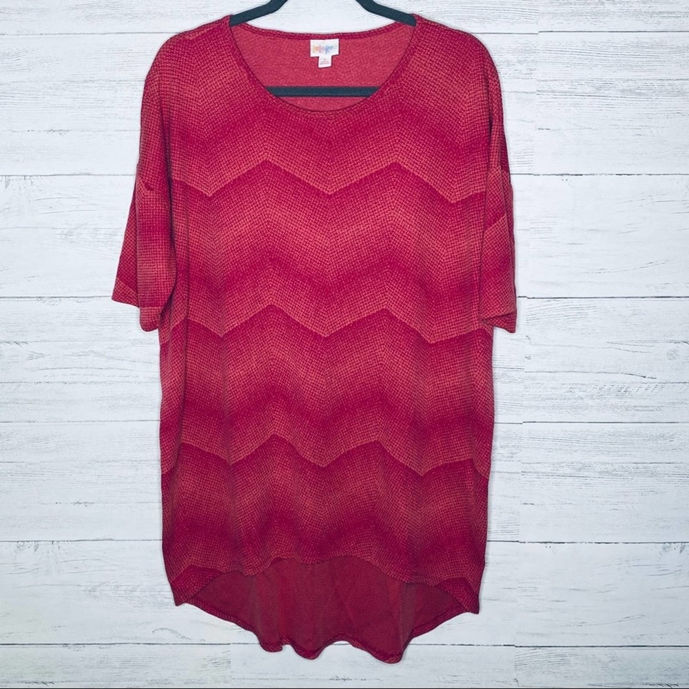 LuLaRoe Womens Tunic Short Sleeve Stretch Striped Pink Small